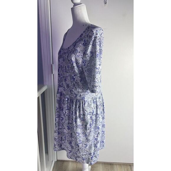 Lands End Empire Waist Floral Jersey Modal Blend Stretch Sz L 14/16 Dress - Picture 4 of 10